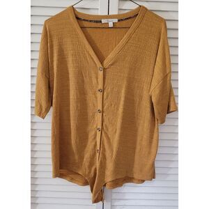 Toffee V-Neck Tie-Front Top by 89th Madison – Size S